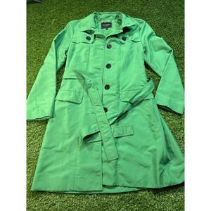 Hobbs London Green Trench Coat Belted Double Breasted Women Size 12